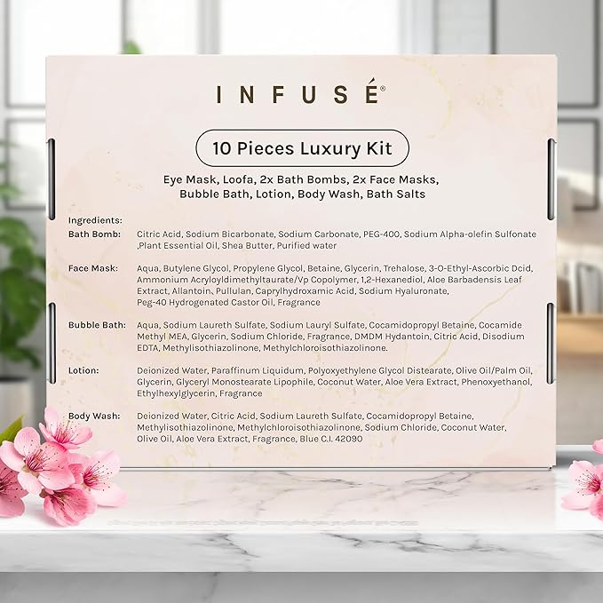 10-Piece Spa Gift Box for Women | Self-Care Set with Eye Mask, Loofa,Bath Bombs,Face Masks,Bubble Bath, Lotion, Body Wash & Bath Salt | Gift for Mom, Grandma, Wife, Bridesmaid or Loved Ones-Velvo Beauty