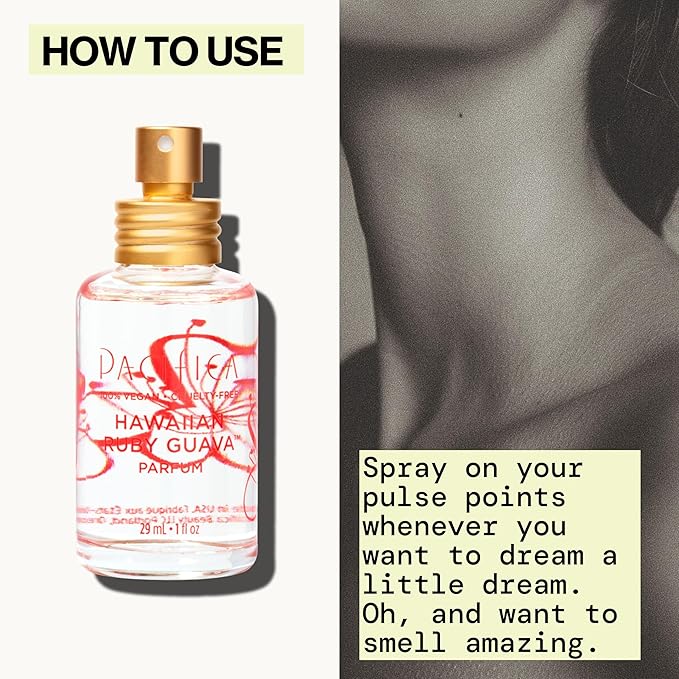Pacifica Hawaiian Ruby Guava Spray Perfume - Vegan, Cruelty-Free Personal Fragrance with Essential Oils-Velvo Beauty