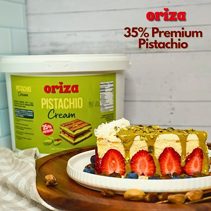 Oriza Pistachio Cream, 10lbs Pail (Pack of 2) – Premium Bakery Spread with 35% Pistachios, Palm Oil Free, Non-GMO – Ideal for Pastries, Gelato, Cakes & Dessert Filling-Velvo Beauty