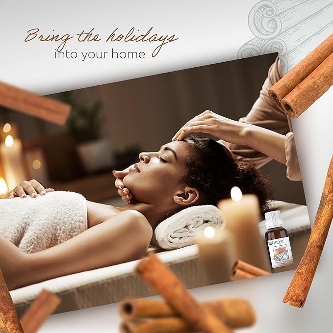 HBNO Organic Cinnamon Leaf Essential Oil - 1 oz (30ml) Travel Size - USDA Certified Organic Cinnamon Essential Oil, Perfect for Aromatherapy, Soap Making, DIY, Fragrances, Diffuser.-Velvo Beauty