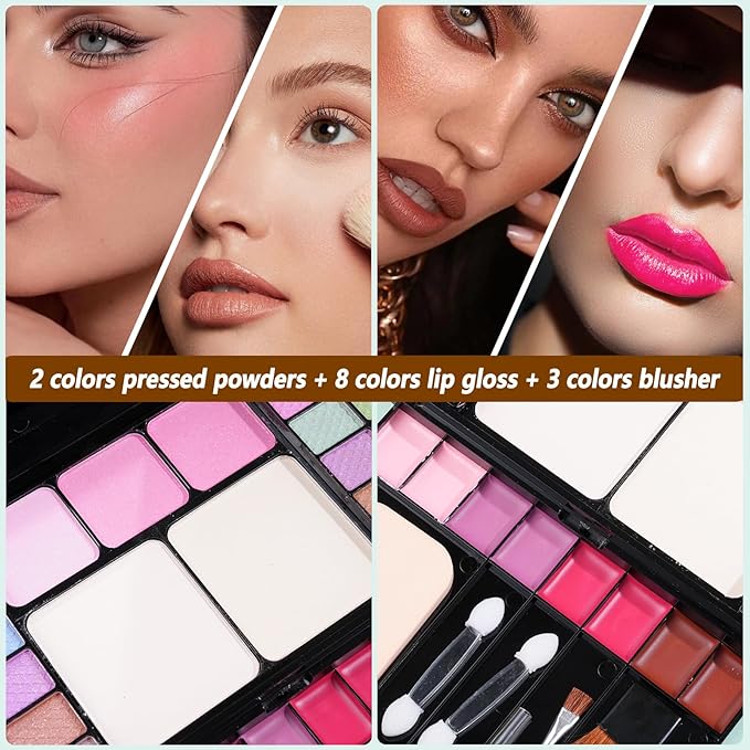Makeup Kit Eyeshadow Palette for Women Full Gift Kit Girl Kids 49 Colors Makeup Set Combination Eyeshadow Palette with 12pcs Makeup Brushes-Velvo Beauty