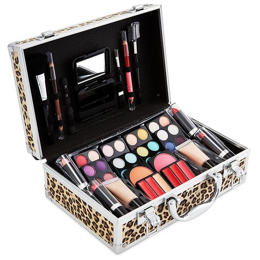 Makeup Kit Gift Set – 79 Piece - 32 Eye Shadows, 2 Blushes, 2 Lip Glosses, 2 Lipsticks, 2 Eye Liner Pencils, 1 Lip Liner Pencil, 1 Mascara - Case with Carrying Handle-Velvo Beauty