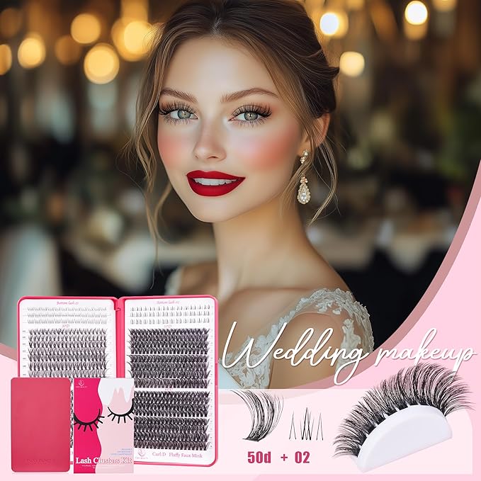 CCODDY Lash Clusters Kit - False Eyelash with Bottom Lashes - 748 Pieces - Black, Synthetic, Lightweight & Soft Fibers - D Curl Upper & 5-7MM Bottom - No Adhesives Included-Velvo Beauty