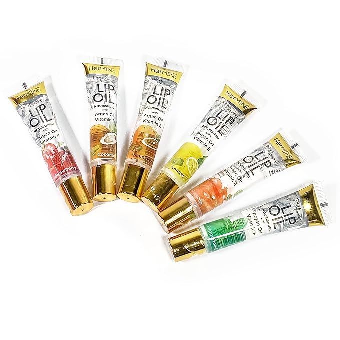 HerMINE Hydrating Lip Oil with Argan oil & Vitamin E Clear Long Lasting Nourishing Lip Oils Moisturizing Gel Multi-Packs Softening Clear Oil-Velvo Beauty