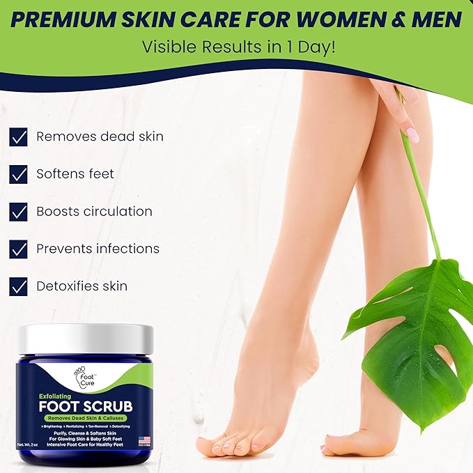 Exfoliating Foot Scrub with Pumice Stone powder - Gentle Moisturizing Foot Scrub for Dry Skin - Cracked Heel Repair for Smooth, Soft Feet - Pedicure Foot Spa 1 Pack-Velvo Beauty