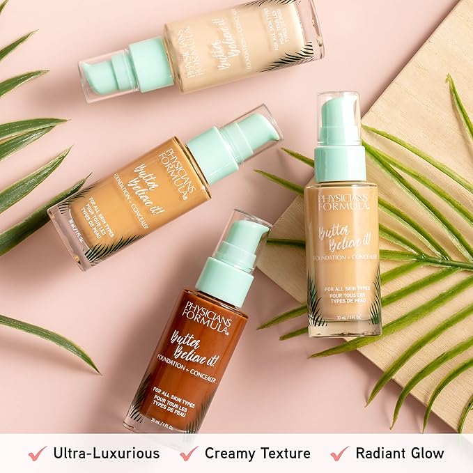 Physicians Formula Butter Believe It! Foundation + Concealer Deep Warm | Dermatologist Tested, Clinicially Tested-Velvo Beauty