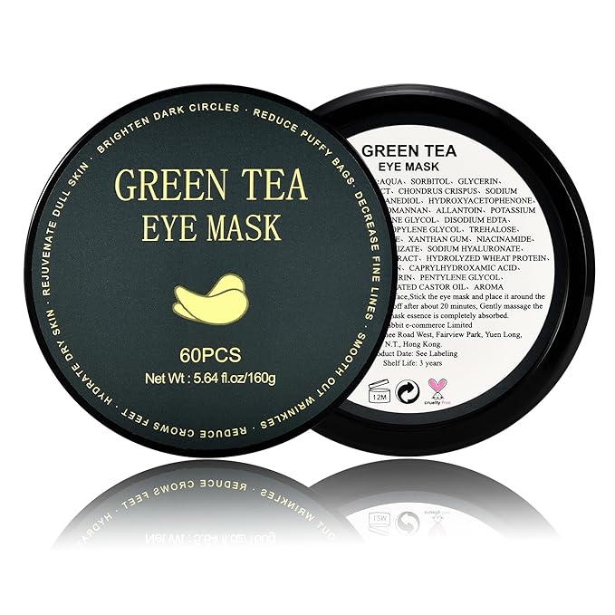 Under Eye Patches, Green Tea, 30 Pairs, Skin Treatment Masks for Dark Circles, Puffiness, Wrinkle, Hydrating Eye Mask, Anti-Ageing, Collagen, Plant Extract-Velvo Beauty