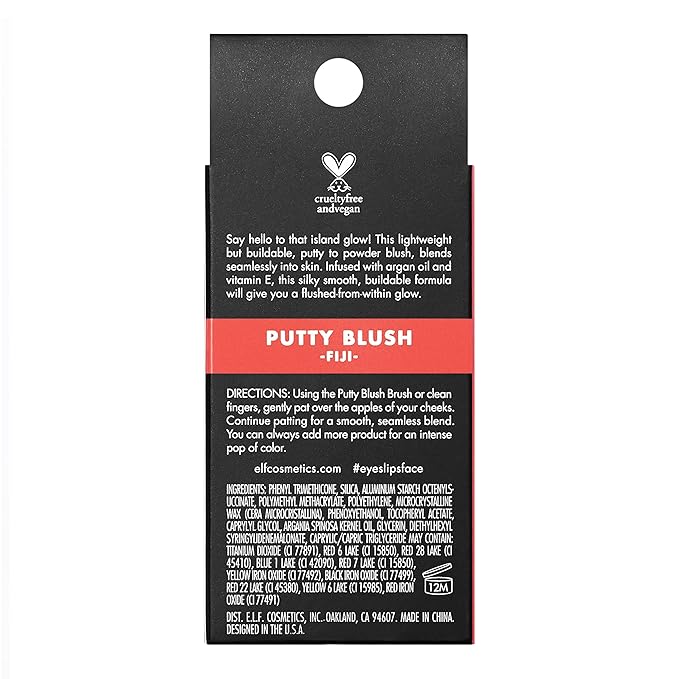e.l.f. Putty Blush, Creamy & High-Pigment Formula For A Natural Glow, Delivers A Semi-Matte & Powder Finish, Vegan & Cruelty-Free, Fiji-Velvo Beauty