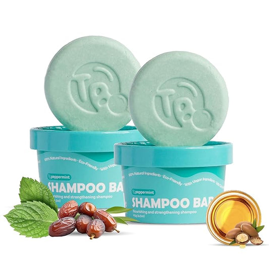 Tree Bottle Castor Oil Shampoo bar with Peppermint Essential Oils + Biotin - For Hair Growth, Strengthening, Thickening & Volumizing - Free of Parabens & Sulfates - Made in USA - 4.5oz (Pack of 2)-Velvo Beauty