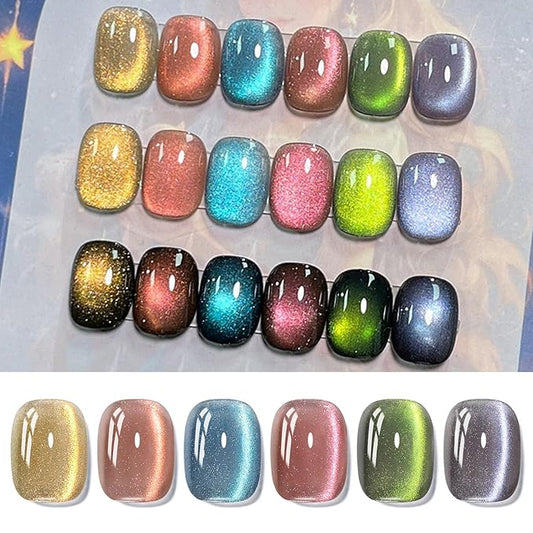 Born Pretty Magnetic Gel Nail Polish,Glitter Magnetic Gel Polish Shimmer Auroras Magnetic Gel Nail Art Manicure Kit 6PCS-Velvo Beauty