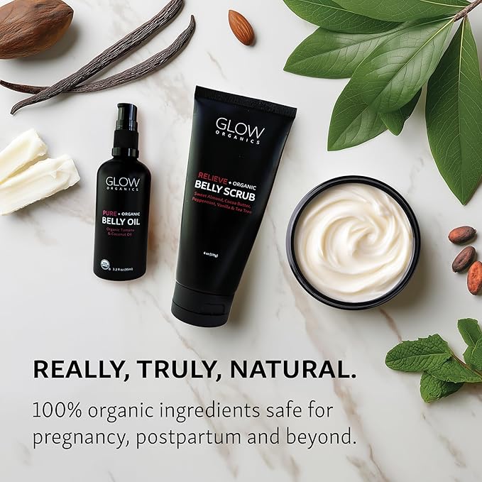 Pregnancy Bump Box, 3-Step Routine, Kit with Belly Scrub, Oil and Butter for Stretch Marks, Organic, Maternity Skin Care, Clean Beauty, The Perfect Gifts for Expectant Moms-Velvo Beauty