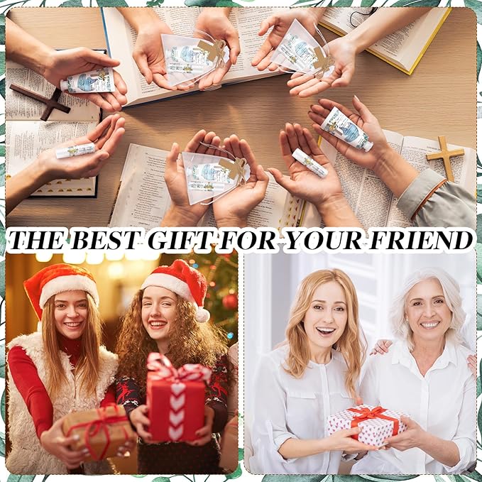 144 Pcs Christian Lip Balm Hand Cream Set Party Favors, Include 36 Bible Lip Balm 36 Moisturizing Hand Cream 36 Bags 36 Cards and Ropes for Accessories Gifts (Biblical, Cross)-Velvo Beauty