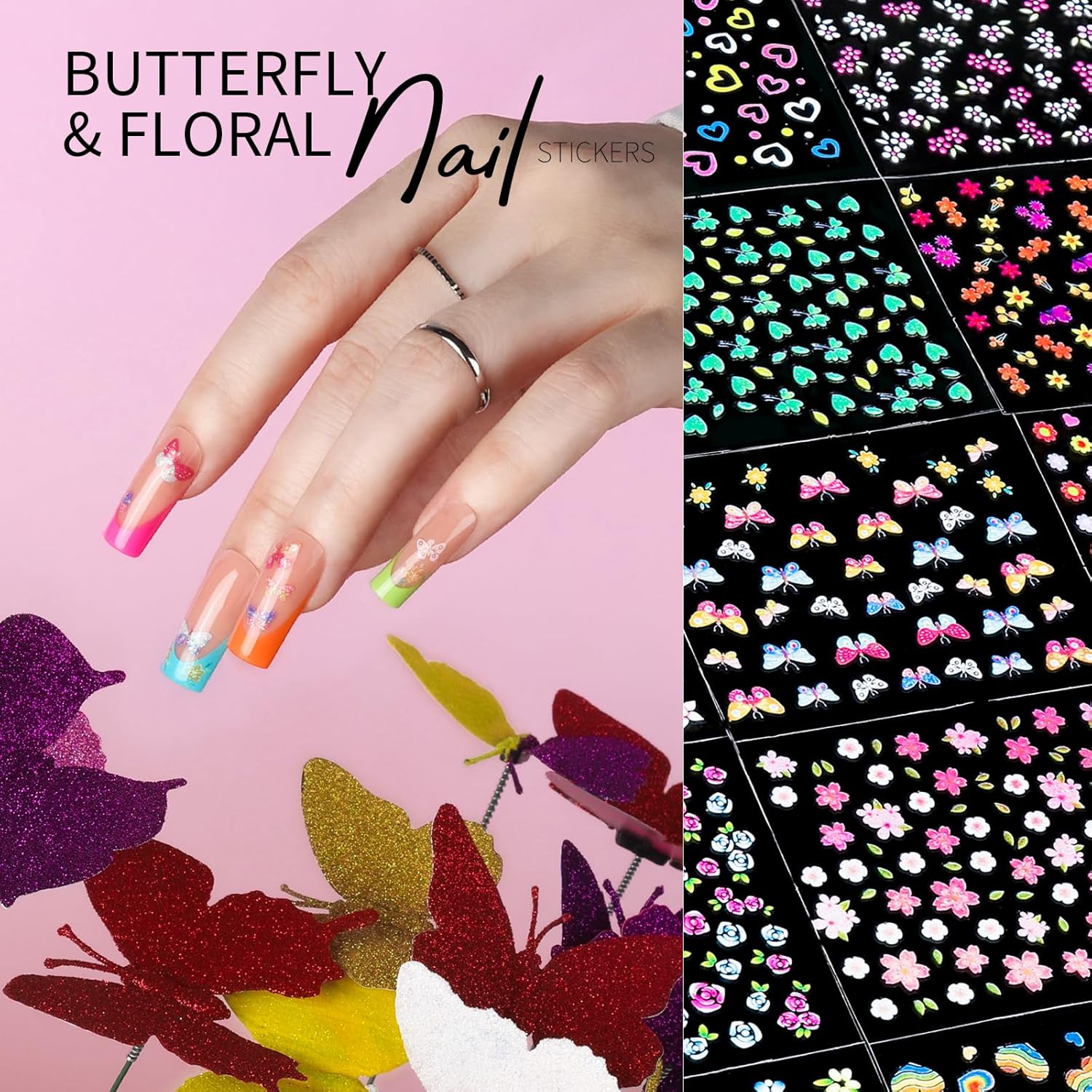 Teenitor 50 Sheets Nail Stickers for Nail Art, Flower Nail Art Stickers Gold Floral Nail Decals for Nails Design, Nail Decor Nail Accessories for Women Girls Kids Summer-Velvo Beauty