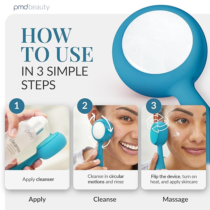 PMD Beauty Clean Pro Jade - Smart Facial Cleansing Device with Silicone Brush & Jade Gemstone ActiveWarmth Anti-Aging Massager - Waterproof - SonicGlow Vibration - Clear Pores & Blackheads-Velvo Beauty