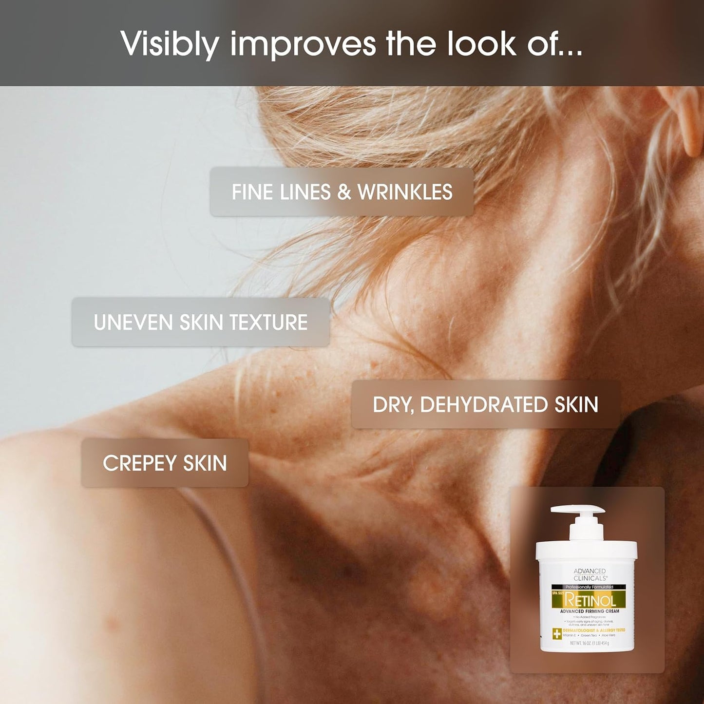 Advanced Clinicals Retinol Body Cream + Encapsulated Retinol Face Moisturizer 2pc Skincare Set For Women & Men To Reduce Appearance Of Wrinkles + Fine Lines & The Look Of Crepey Skin, 2pc Set-Velvo Beauty