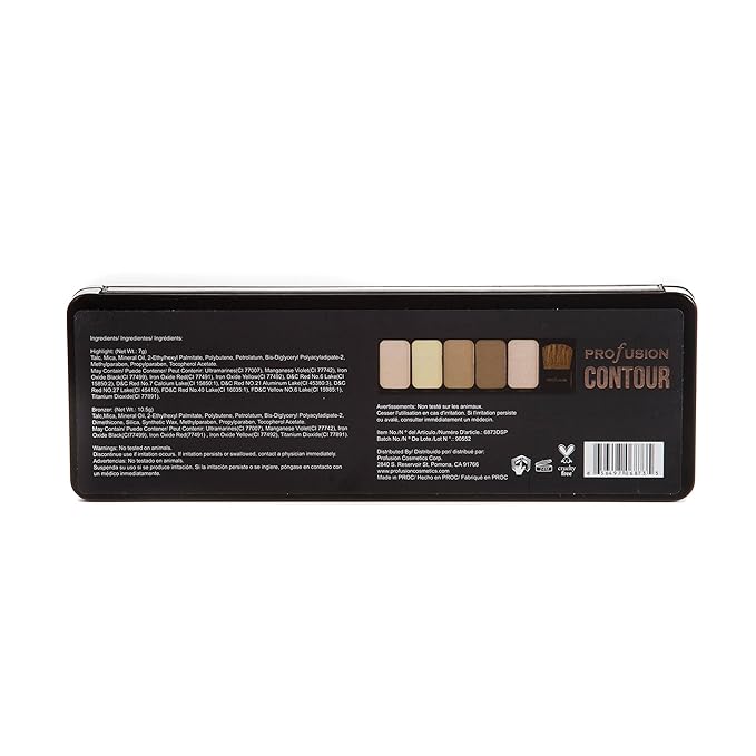 Profusion Cosmetics - Contour - Professional 5 Color Palette Highlight Bronzer Makeup Kit With Application Brush - Vanilla Biscuit Honey Walnut Highlighter-Velvo Beauty