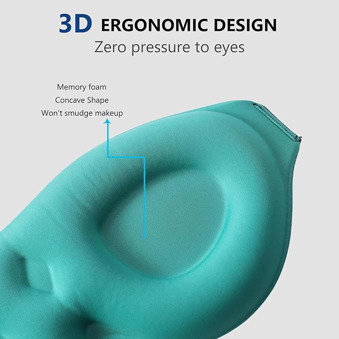 ALASKA BEAR 100% Blackout Sleep Mask for Women and Men, 3D Pillowy Soft Light Blocking Eye Mask with Contoured Eye Cups, Earplugs Set, Blue-Velvo Beauty