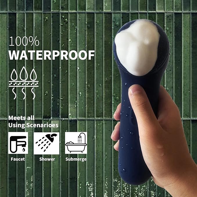 Premium Facial Cleansing Brush,Waterproof Face Scrubber,Spin & Sonic Modes with 3 Intensities,Magnetic 3-Head System for Deep Pore Cleaning, Gentle Exfoliation & Sensitive Skin Care - for Women & Men-Velvo Beauty