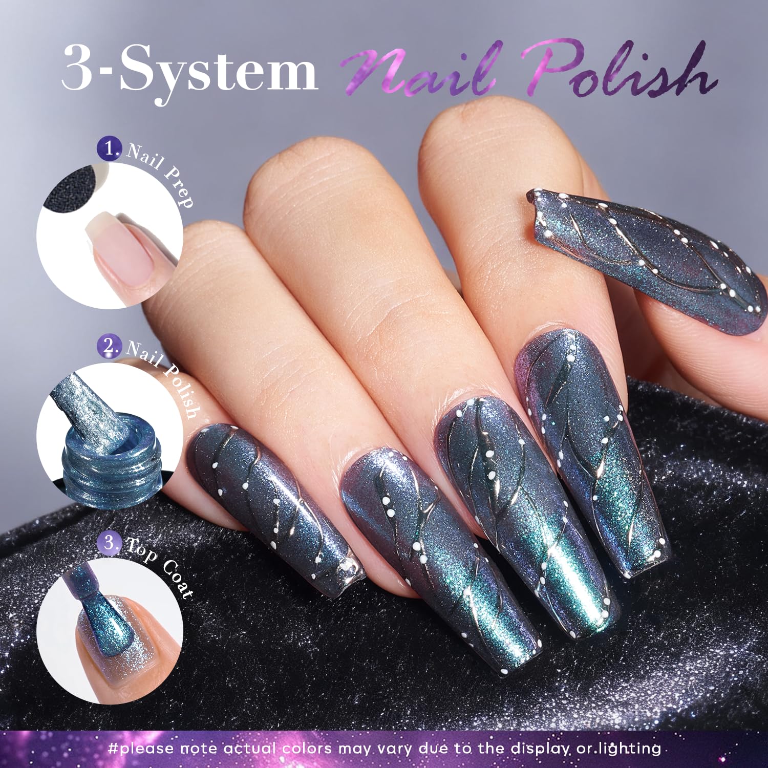 AZUREBEAUTY Holographic Nail Polish Set: 4 Colors Quick Dry Purple Pink Chameleon Fall Winter Natural Fingernail with Top Coat DIY Salon Gift for Women-Velvo Beauty