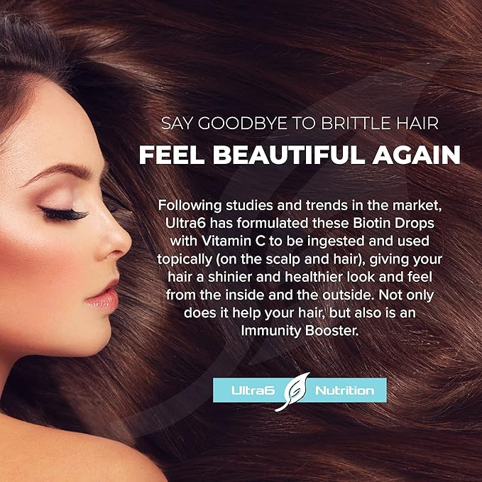 Liquid Biotin with Hair Vitamins - Vitamin C, E, B6 & Organic Coconut Oil - Liquid Biotin for Hair, Skin, Nails and Immunity Support-Velvo Beauty