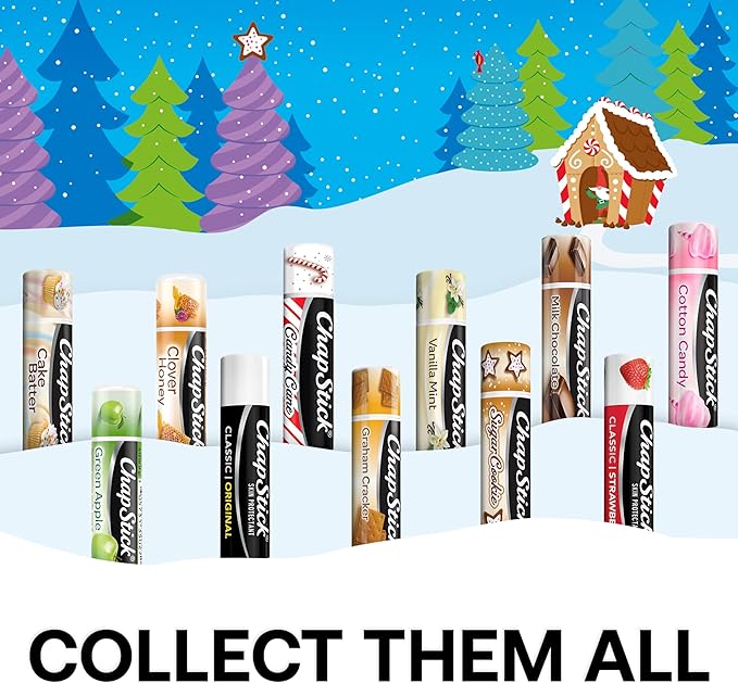 ChapStick 12 Days of Holiday Advent Calendar Lip Balm Gift Set - 0.15 Oz-Velvo Beauty