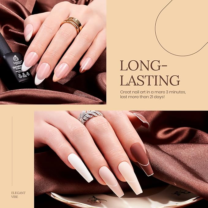 beetles Brown Gel Nail Polish Set Nude Gel Polish Nail Set 6 Colors Sandstorm Collection Peach Brown Natural Manicure Kit Soak Off Uv Led Lamp Needed for Women Gift Diy Home-Velvo Beauty