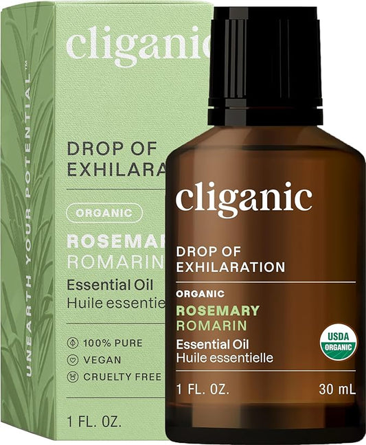 Cliganic Organic Rosemary Essential Oil, 1oz - 100% Pure Natural Undiluted, for Aromatherapy | Non-GMO Verified (Packaging May Vary)-Velvo Beauty