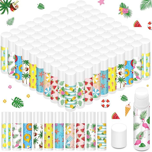100 Pcs Summer Lip Balm Bulk Moisturizing Lip Balm Jasmine Flavor Lip Balms Cream Tropical Hawaiian Beach Luau Party Lip Care Product for Stocking Stuffers Beauty Gifts Women Men-Velvo Beauty