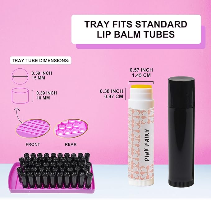 Lip Balm Filling Tray Kit - 1x Filling Tray, 1x Spatula, 50x Lip Balm Tubes (Black), 50x Writable Sticker (3 colors), 50x Printed Stickers (Transparent) - DIY Homemade Lip Balm - Gift Idea-Velvo Beauty