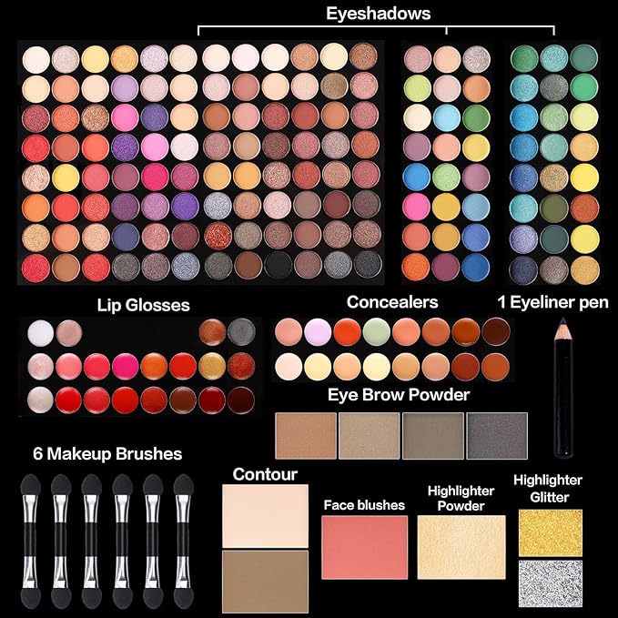 UCANBE All in One Makeup Kit for Women Makeup Full Kit - Professional Eyeshadow Lip Gloss Concealer Eyeliner Pen Contour Eyebrow Powder Face Blusher Highlighter Makeup Brush For Women Girls Teens-Velvo Beauty