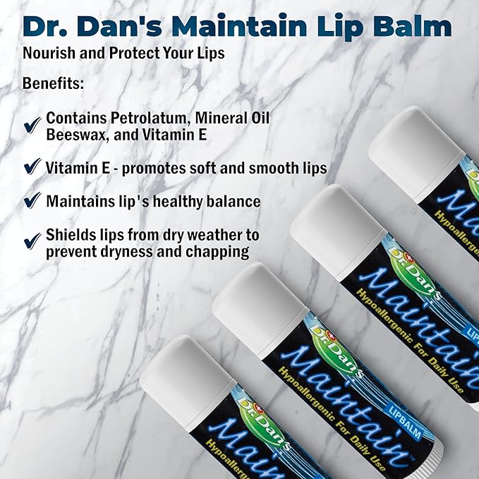 Dr. Dan's Maintain Lip Balm - Perfect for Cortibalm Aftercare, Mild Ingredients & Beeswax, Vitamin E Enriched for Moisturizing Dry Lips, Ensures Smooth, Soft Feel, 1 Pack-Velvo Beauty
