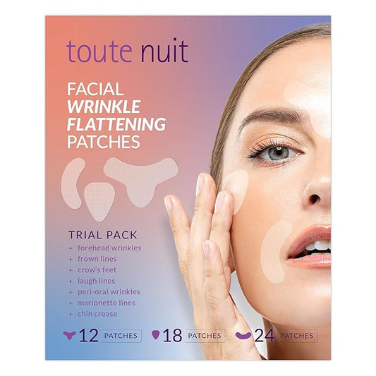 Toute Nuit Wrinkle Patches – Trial Pack – Face Tape for Forehead, Eyes & Mouth – Hypoallergenic Anti Wrinkle Patches – 54 Count, Made in USA-Velvo Beauty