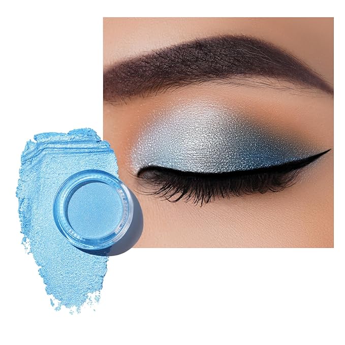 Oulac Blue Cream Eyeshadow also for Highlighter Large Capacity Highly Pigmented Eye Shadow Waterproof &Long Lasting with Moisturizing Formula. Shimmer Glitter Eye Makeup. 6g.(02)-Velvo Beauty