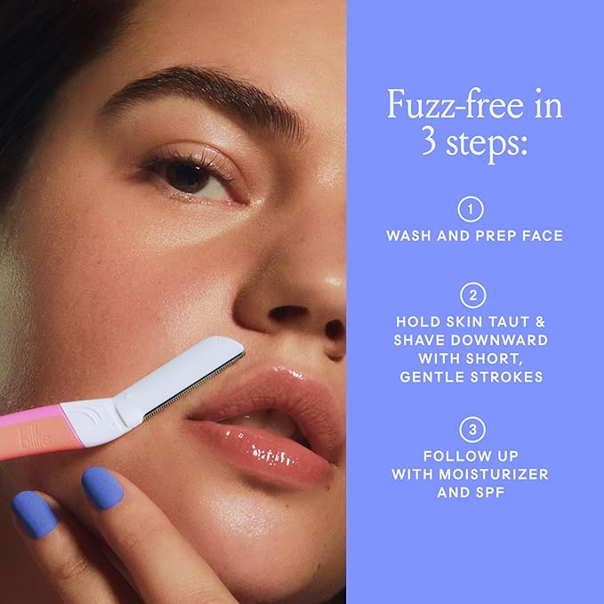 Billie - Dermaplane Starter Kit - Reusable Handle + 3 Refill Blades - Remove Facial Hair + Perfectly Shape Brows - Dermatologist-Approved - Malibu-Velvo Beauty