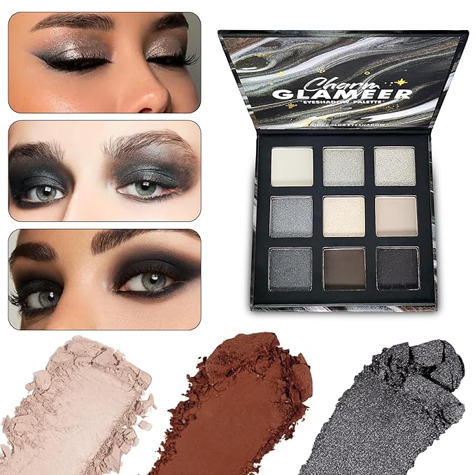 Eyeshadow, 9 Colors Eyeshadow Palette, Matte&Glitter&Shimmer Eyeshadow,for Eye Makeup Long Lasting Waterproof Eye Makeup Palette, Glitter Shimmer Professional Bright-Colored Eye Shadow(G005-3)-Velvo Beauty