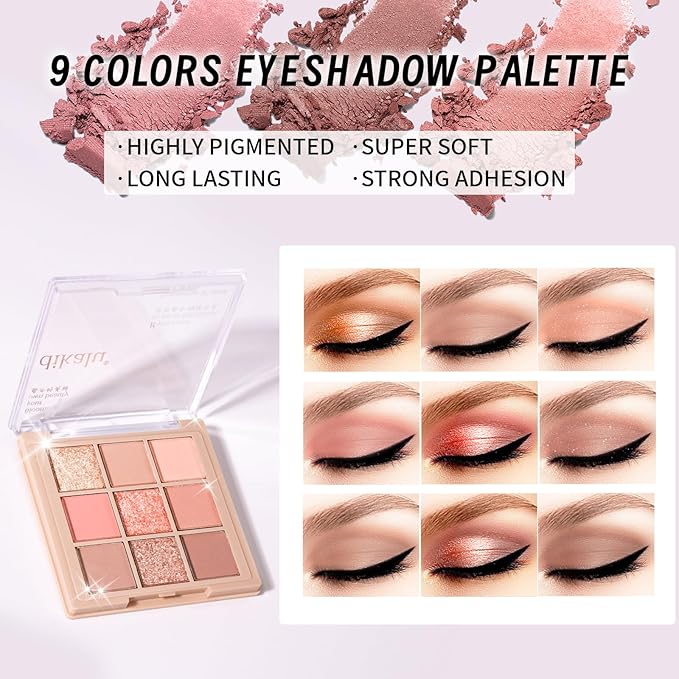 Makeup Set Kit for Women Girls Teens, Makeup Present Set, Includes 9 Color Eyeshadow, Counter Stick, Foundation, Eyebrow Pencil, Eyeliner, Mascara, Lip Gloss, 5Pcs Brushes, Sponge-Velvo Beauty