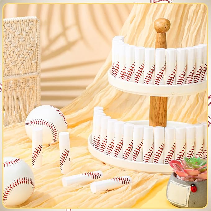 144 Pcs Baseball Lip Balm Hand Cream Set Baseball Party Supply, Include 36 Baseball Lip Balm 36 Moisturizing Hand Cream 36 Baseball Bag 36 Baseball Card and Rope for Baseball Accessories Gifts-Velvo Beauty