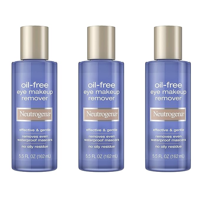 Neutrogena Gentle Oil-Free Eye Makeup Remover & Cleanser for Sensitive Eyes, Non-Greasy Makeup Remover, Removes Waterproof Mascara, Dermatologist & Ophthalmologist Tested, 5.5 fl. oz, 3 Pack-Velvo Beauty