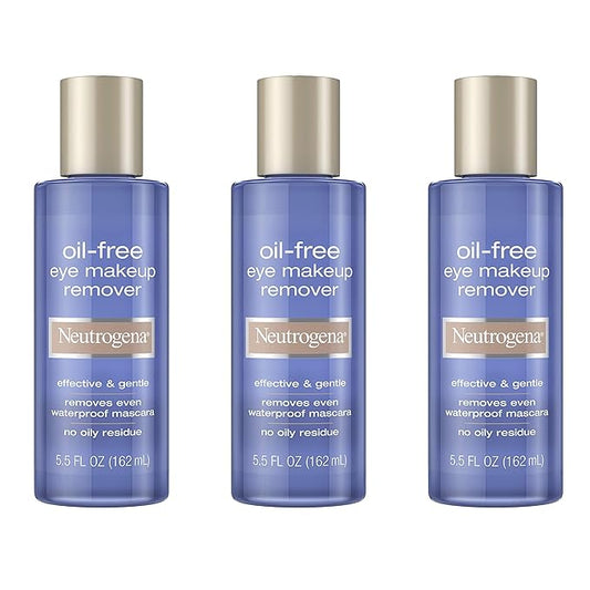 Neutrogena Gentle Oil-Free Eye Makeup Remover & Cleanser for Sensitive Eyes, Non-Greasy Makeup Remover, Removes Waterproof Mascara, Dermatologist & Ophthalmologist Tested, 5.5 fl. oz, 3 Pack-Velvo Beauty
