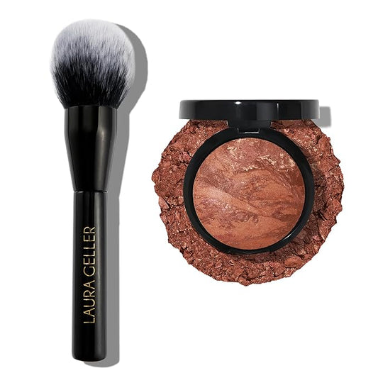 LAURA GELLER NEW YORK Bronze-n-Brighten Multipurpose Bronzer, Deep + Classic Bronzer Brush-Velvo Beauty