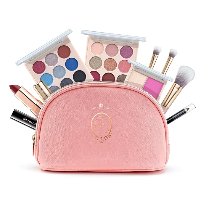 Color Nymph Beginner Makeup Set, Full Starter Cosmetics Set for Teenager Girls with Eyeshadow Palette Blush Lipstick Lip Pencil Eye Pencil Brush Mascara Portable Bag-Velvo Beauty