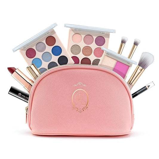 Color Nymph Beginner Makeup Set, Full Starter Cosmetics Set for Teenager Girls with Eyeshadow Palette Blush Lipstick Lip Pencil Eye Pencil Brush Mascara Portable Bag-Velvo Beauty