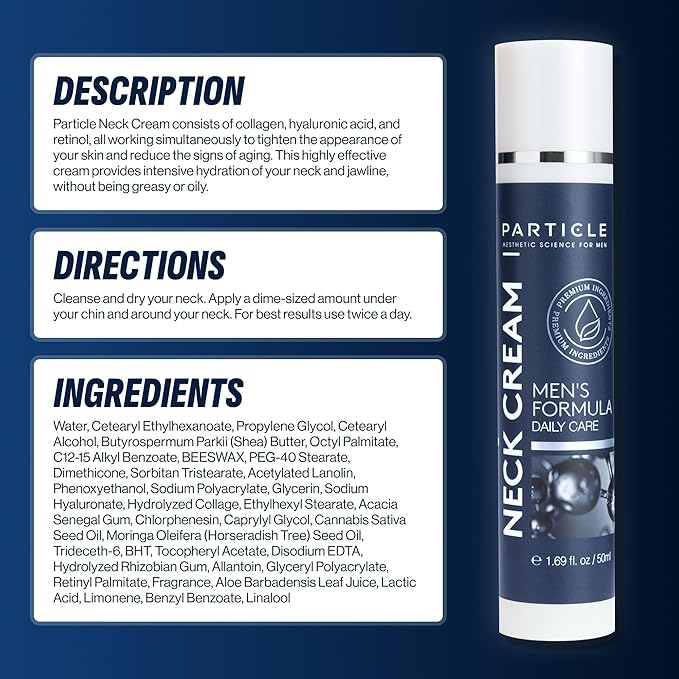 Particle Neck Cream for Men - Firming Cream, Lift and Moisturize The | Use on Saggy Skin or Turkey Anti Aging Triple Action with Collagen, Hyaluronic Acid, Retinol, 1 pack, 1.7 Fl Oz-Velvo Beauty