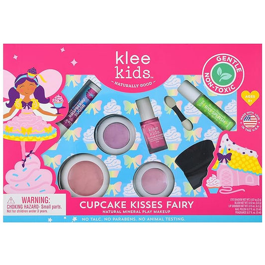 Luna Star Naturals Klee Kids Deluxe Play Makeup Kit. Gentle and Non-Toxic. Made in USA. (Cupcake Kisses Fairy)-Velvo Beauty