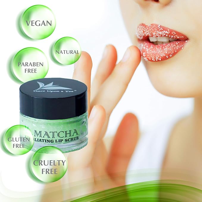 Exfoliating Green Tea Matcha Sugar Lip Scrub, Hydrating Treatment for Dry, Chapped & Cracked Lips, Best Peeling Solution For Plump, Younger Looking Lips, Lip Polish-Velvo Beauty