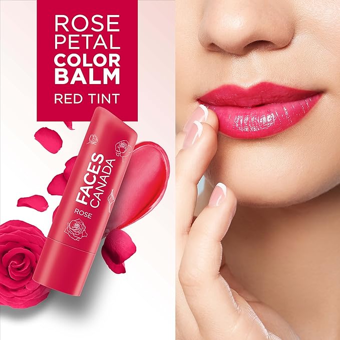 Red Tinted Lip Balm - Rose Petal | SPF 15 | 12 Hour Moisture | Rosy Soft Lips with Shea Butter & Vitamin E | Deep Nourishing for Dry Chapped Lips | 0.16 Oz/4.5g-Velvo Beauty