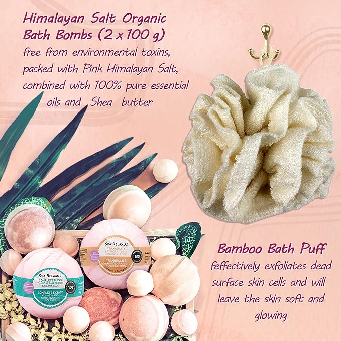 Spa Gift Baskets For Women - Premium Spa Gifts For Women With Cosmetic Bag, Bath Bombs, Handmade Spa Gift Set & Gift Boxes For Women - Mom Gifts, Birthday Gift Basket For Women-Velvo Beauty