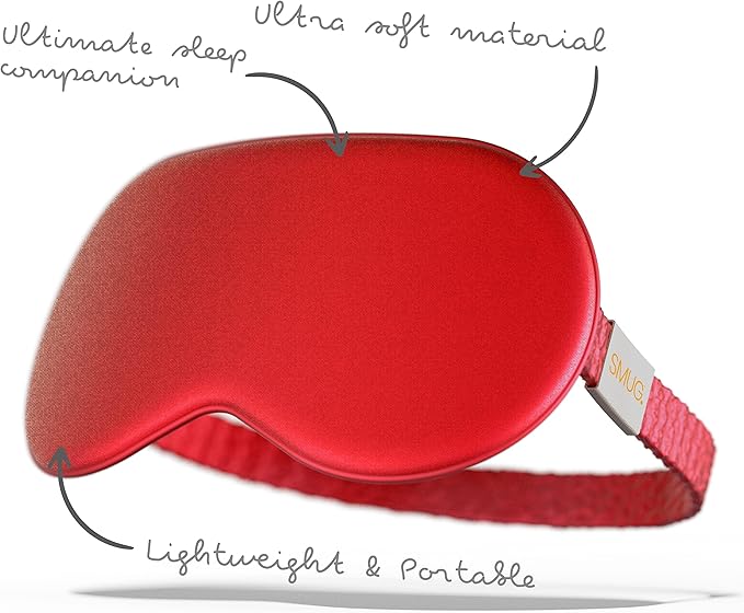 SMUG Satin Sleep Mask & Eye Mask | Travel Sleep Masks for Women & Men | Soft Sleeping Eye Mask to Nourish Skin & Reduce Dark Circles | Eye Sleep Mask Shades to Block Out Light | Red-Velvo Beauty