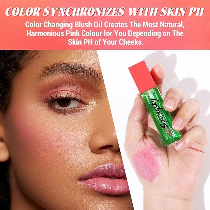 Color Changing Blush Oil, Liquid Blush Oil for Cheeks, Long-lasting Waterproof Blush, Dewy & Natural Flush Finish, Reacts to Your Skin's pH for a Customized Look-Velvo Beauty
