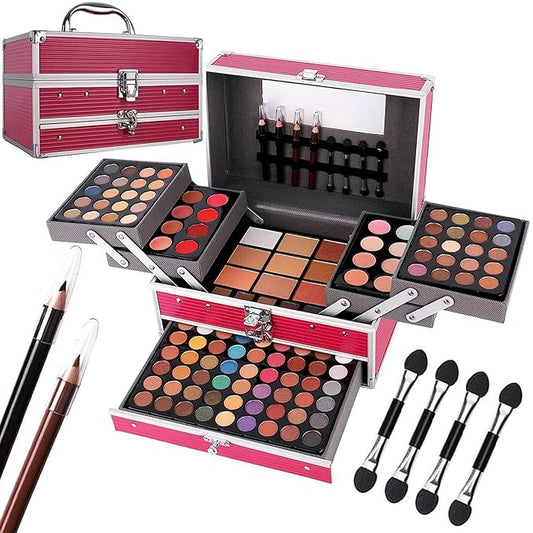 132 Color All In One Makeup Kit,Professional Makeup Case,Makeup Set for Teen Girls,Makeup Palette,Multicolor Eyeshadow Kit (006N1-Pink)-Velvo Beauty